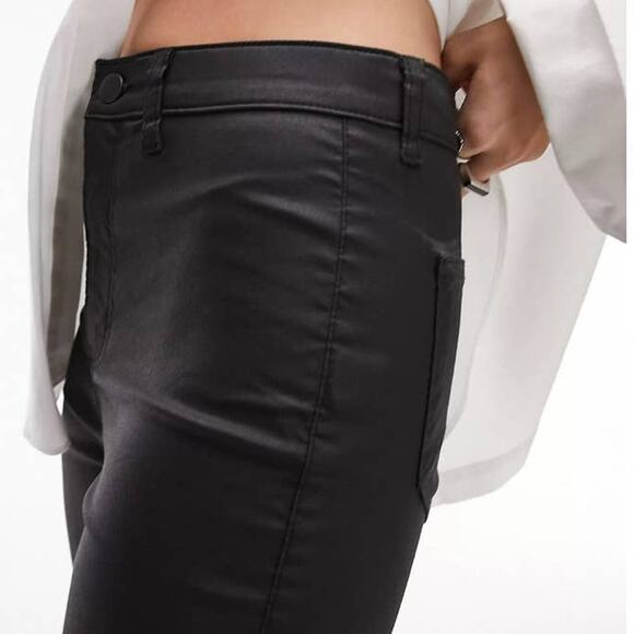 Topshop The Iconic Joni High Rise Skinny fit in Coated Black Size 25 NWT - Picture 2 of 9